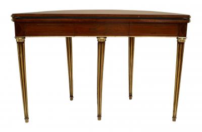 French Louis XVI Mahogany Demilune Console Table