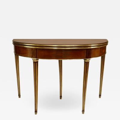 French Louis XVI Mahogany Demilune Console Table