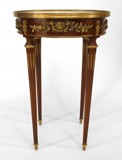 French Louis XVI Mahogany Floral End Table