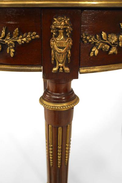 French Louis XVI Mahogany Floral End Table
