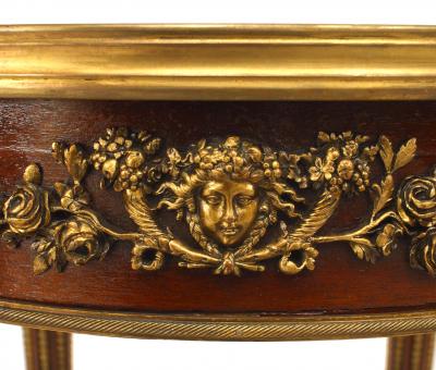 French Louis XVI Mahogany Floral End Table