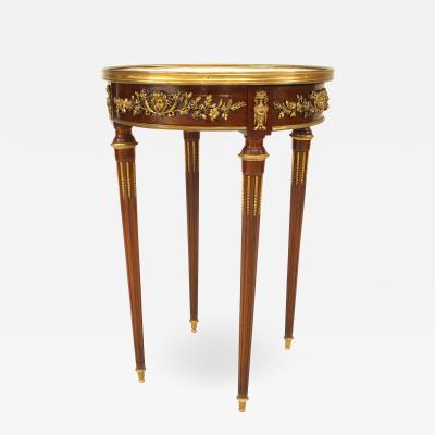 French Louis XVI Mahogany Floral End Table