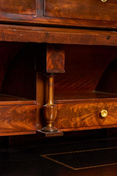 French Louis XVI Mahogany and Marble Roll Top Desk