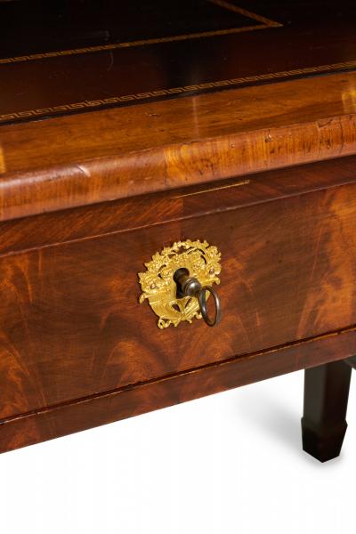 French Louis XVI Mahogany and Marble Roll Top Desk