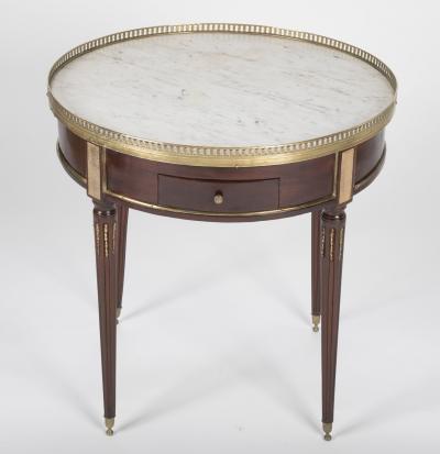 French Louis XVI Marble Top Bouillotte Table with Gallery