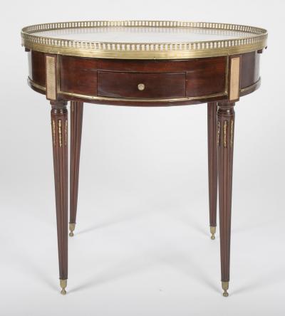 French Louis XVI Marble Top Bouillotte Table with Gallery