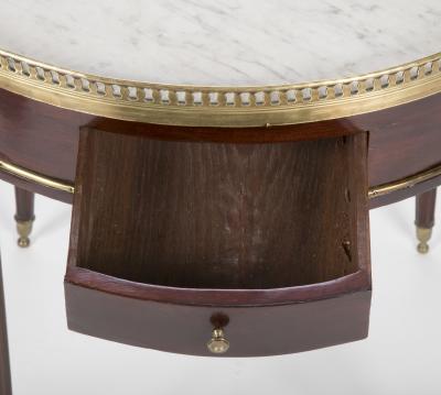 French Louis XVI Marble Top Bouillotte Table with Gallery