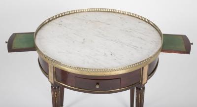 French Louis XVI Marble Top Bouillotte Table with Gallery