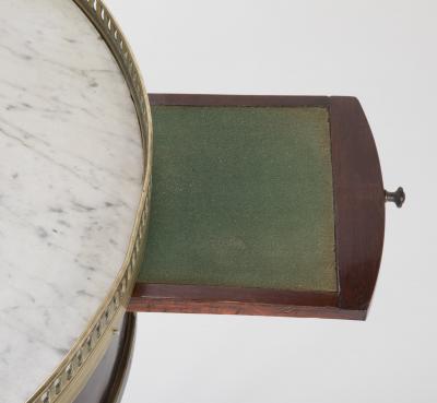 French Louis XVI Marble Top Bouillotte Table with Gallery
