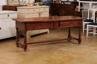 French Louis XVI Period 1790s Farm Table with Sliding Panels and Carved Heart