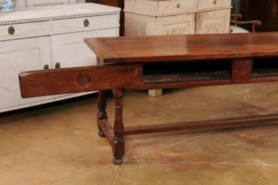 French Louis XVI Period 1790s Farm Table with Sliding Panels and Carved Heart