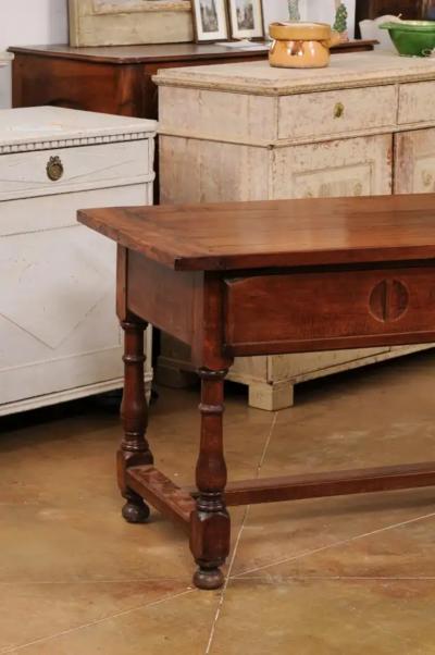 French Louis XVI Period 1790s Farm Table with Sliding Panels and Carved Heart