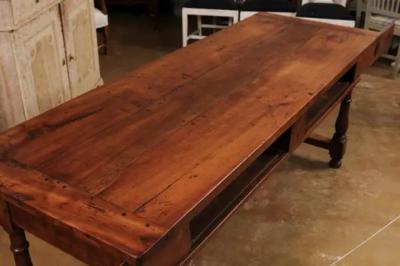 French Louis XVI Period 1790s Farm Table with Sliding Panels and Carved Heart