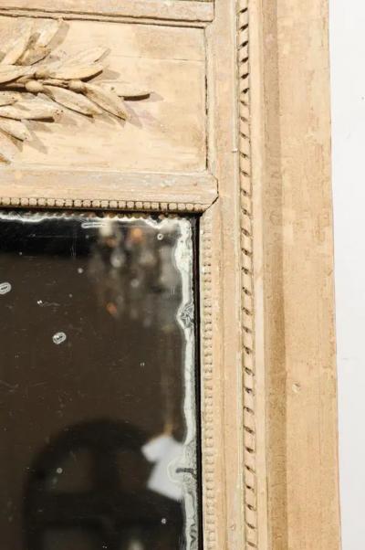 French Louis XVI Period 1790s Painted Wood Trumeau Mirror with Scrollwork Motifs