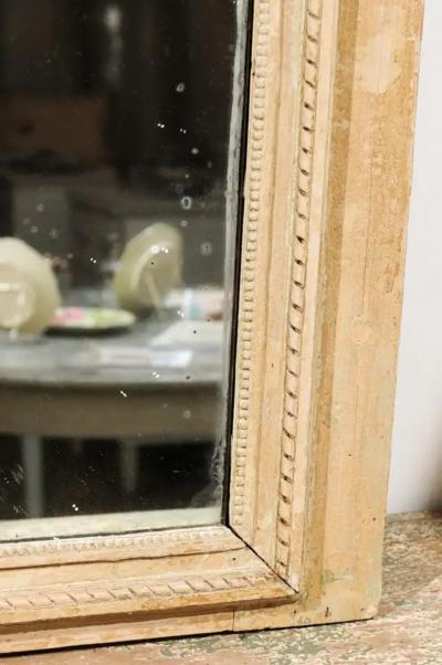 French Louis XVI Period 1790s Painted Wood Trumeau Mirror with Scrollwork Motifs