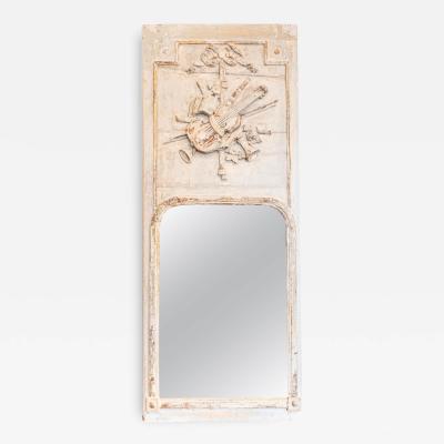 French Louis XVI Period 1790s Trumeau Mirror with Carved Liberal Arts Allegory