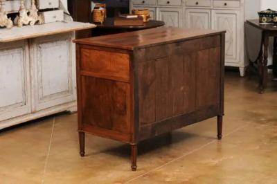 French Louis XVI Period 1790s Walnut Three Drawer Commode with Fluted Side Posts