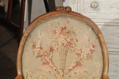 French Louis XVI Period 18th Century Armchair with Floral Tapestry Upholstery