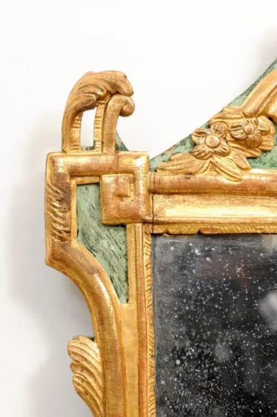 French Louis XVI Period 18th Century Gilded Mirror with Carved Musical Allegory