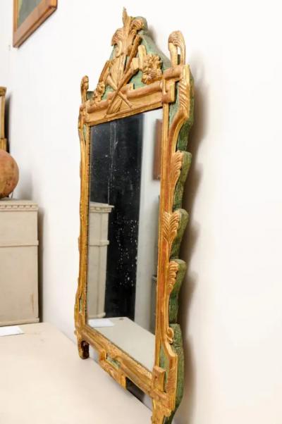 French Louis XVI Period 18th Century Gilded Mirror with Carved Musical Allegory