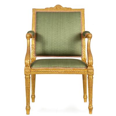 French Louis XVI Period Carved Giltwood Arm Chair Fauteuil ca 1775