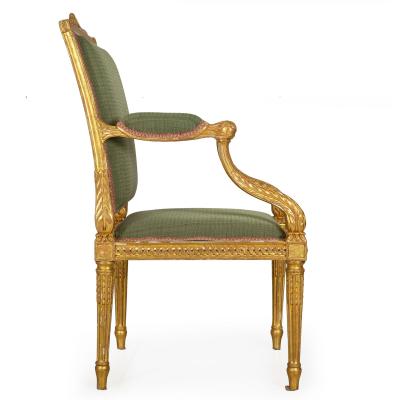 French Louis XVI Period Carved Giltwood Arm Chair Fauteuil ca 1775