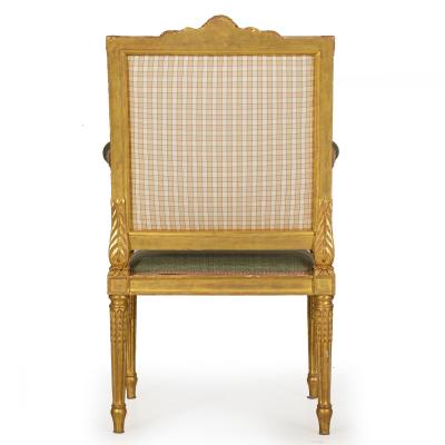 French Louis XVI Period Carved Giltwood Arm Chair Fauteuil ca 1775