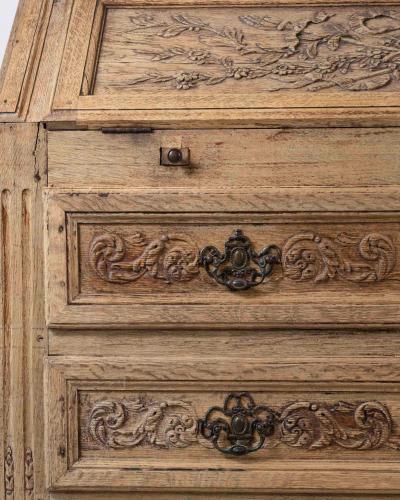 French Louis XVI Period Carved Oak Slant Front Secretary Desk Li ge Late 18th