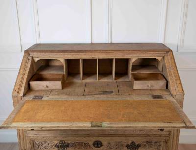 French Louis XVI Period Carved Oak Slant Front Secretary Desk Li ge Late 18th