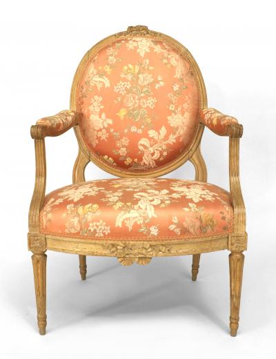 French Louis XVI Pink Floral Arm Chair
