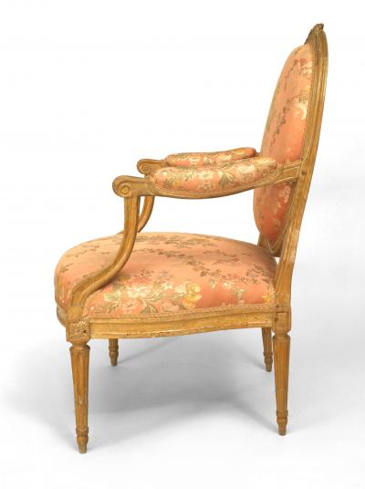 French Louis XVI Pink Floral Arm Chair