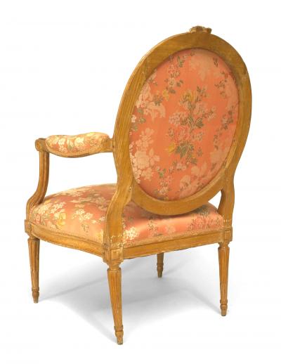 French Louis XVI Pink Floral Arm Chair