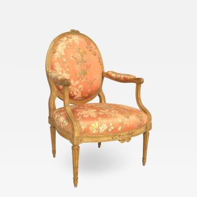 French Louis XVI Pink Floral Arm Chair