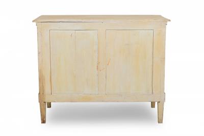 French Louis XVI Provincial Style 4 Drawer Beige and Gray Painted Commode