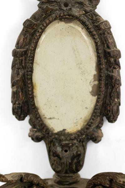 French Louis XVI Silver Plate Mirrored Wall Sconce