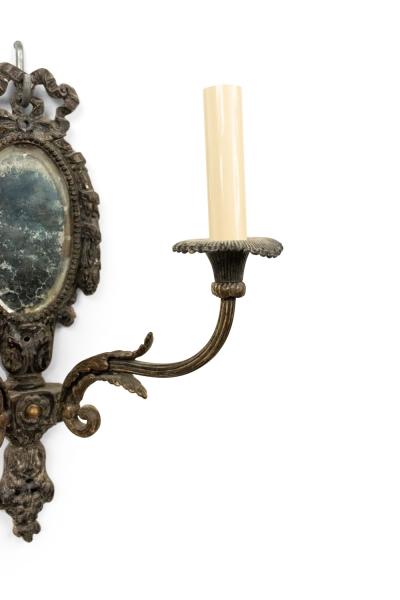 French Louis XVI Silver Plate Mirrored Wall Sconce