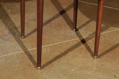 French Louis XVI Style 1890s Bouillotte Table with Marble Top and Brass Gallery