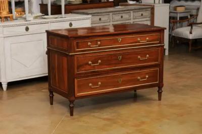 French Louis XVI Style 1890s Commode with Graduated Drawers and Brass Hardware