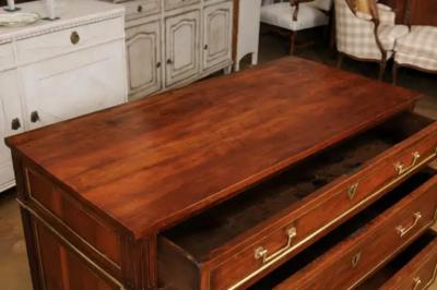 French Louis XVI Style 1890s Commode with Graduated Drawers and Brass Hardware