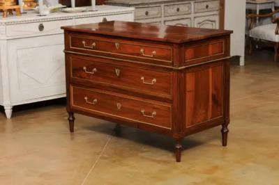 French Louis XVI Style 1890s Commode with Graduated Drawers and Brass Hardware