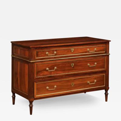 French Louis XVI Style 1890s Commode with Graduated Drawers and Brass Hardware