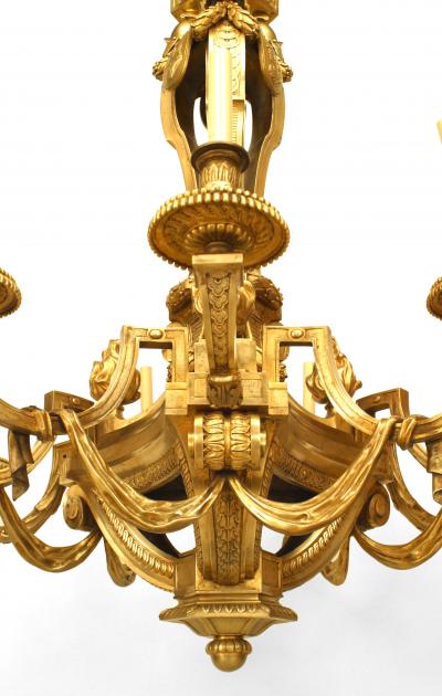 French Louis XVI Style 19th Cent Bronze Dore 12 Arm Chandelier