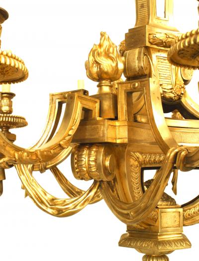 French Louis XVI Style 19th Cent Bronze Dore 12 Arm Chandelier