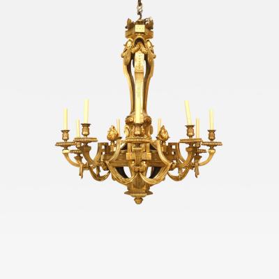 French Louis XVI Style 19th Cent Bronze Dore 12 Arm Chandelier