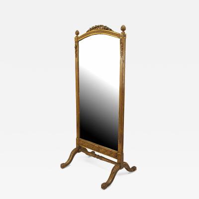 French Louis XVI Style 19th Cent Gilt Cheval Mirror