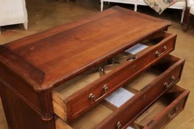 French Louis XVI Style 19th Century Cherry Three Drawer Commode with Fluting