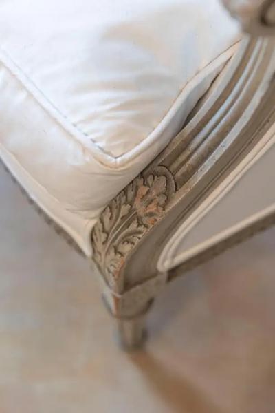 French Louis XVI Style 19th Century Painted and Carved Wingback Berg re Chair