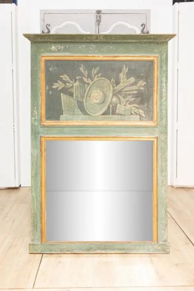 French Louis XVI Style 19th Century Trumeau with Painted Allegory of Science