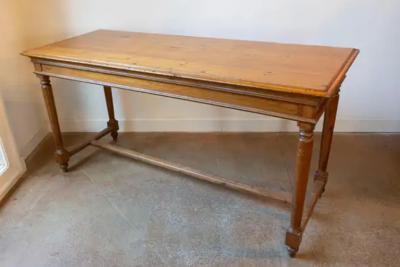French Louis XVI Style 20th Century French High Bar Pine Table