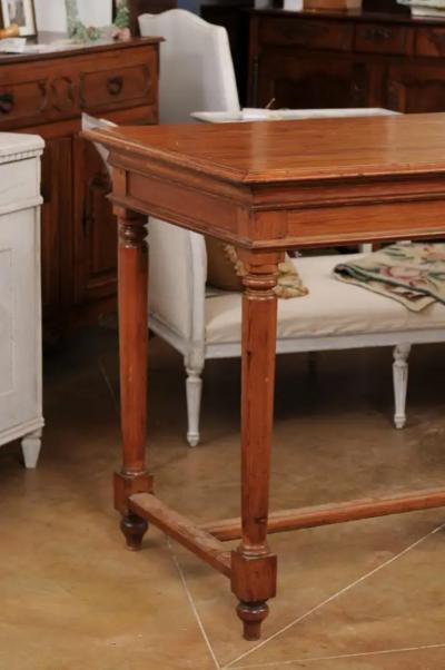 French Louis XVI Style 20th Century Pine Console Table with Cylindrical Legs